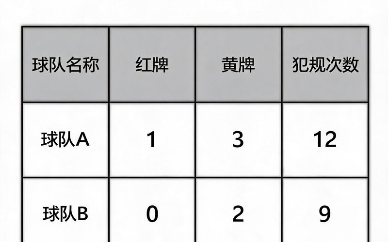 红黄牌及犯规统计表格，显示两队纪律数据对比